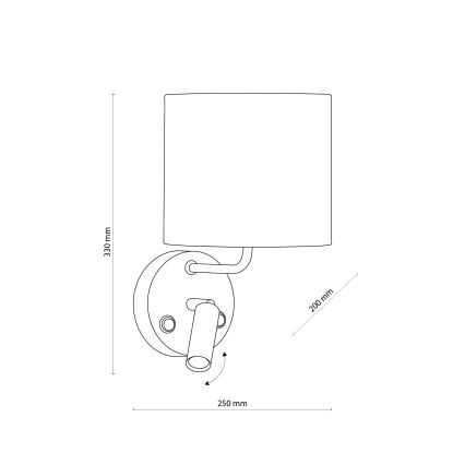 Candeeiro de parede LED RICHI 1xE27/15W/230V + LED/3W/230V branco