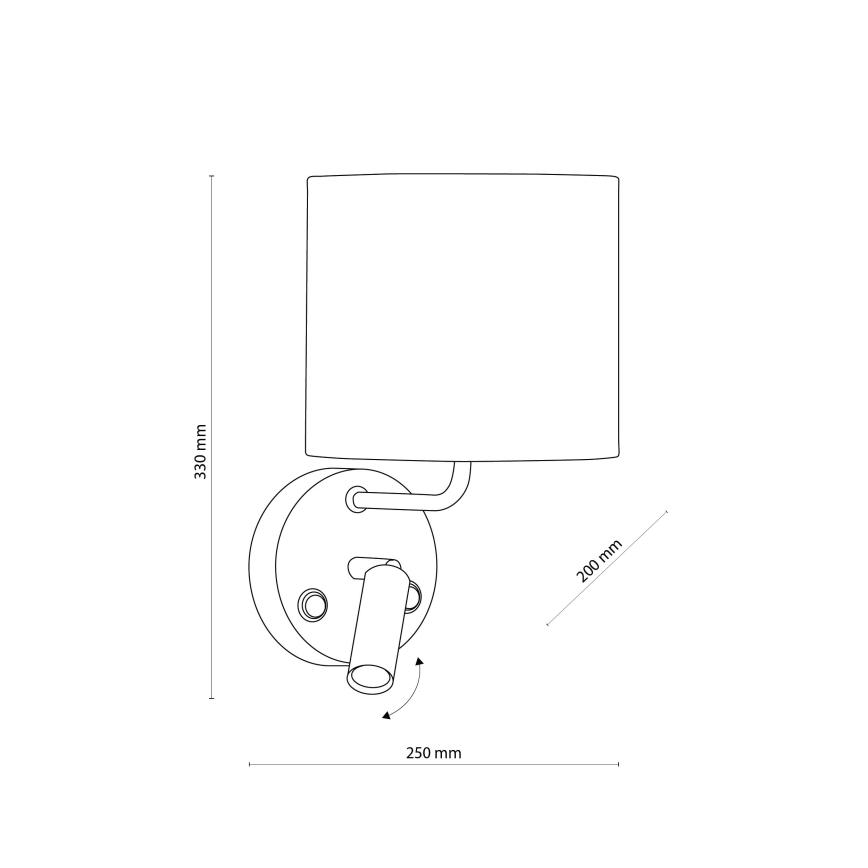 Candeeiro de parede LED RICHI 1xE27/15W/230V + LED/3W/230V branco