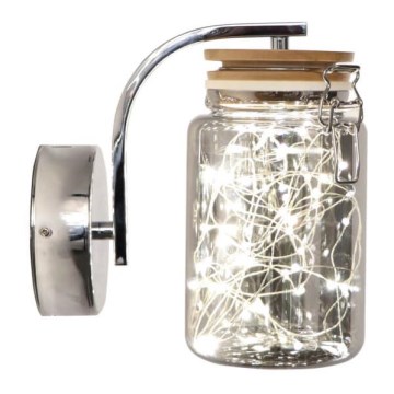 Candeeiro de parede LED SHOCK LED/5W/230V cromado brilhante/madeira