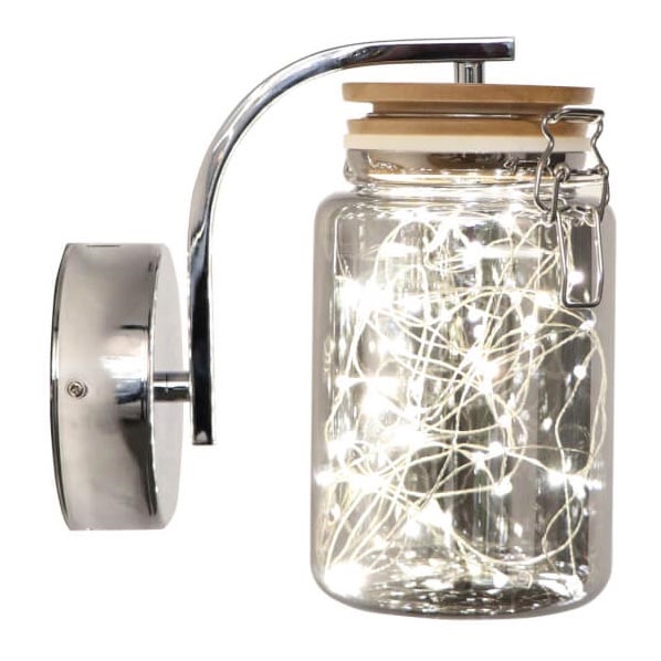 Candeeiro de parede LED SHOCK LED/5W/230V cromado brilhante/madeira