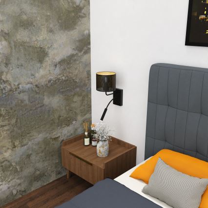 Candeeiro de parede LOFT SHADE 1xE27/60W+1xG9/8W/230V preto/dourado