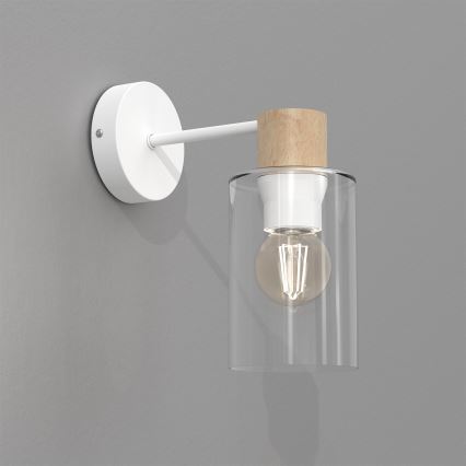 Candeeiro de parede MADERA 1xE27/60W/230V branco/madeira