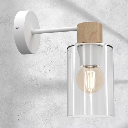 Candeeiro de parede MADERA 1xE27/60W/230V branco/madeira