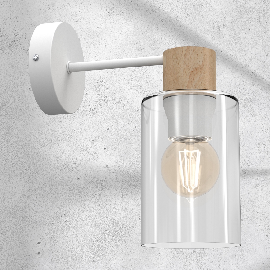 Candeeiro de parede MADERA 1xE27/60W/230V branco/madeira