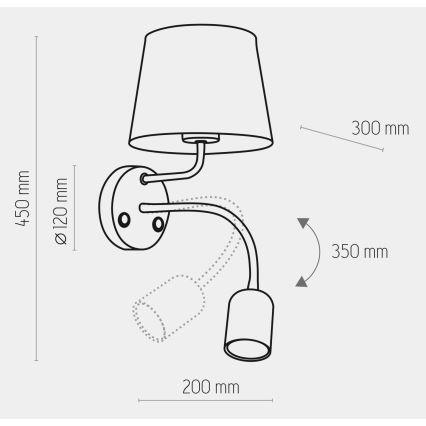 Candeeiro de parede MAJA 1xE27/15W/230V + 1xGU10/10W/230V preto