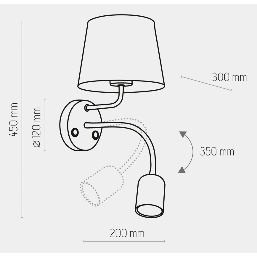 Candeeiro de parede MAJA 1xE27/15W/230V + 1xGU10/10W/230V preto