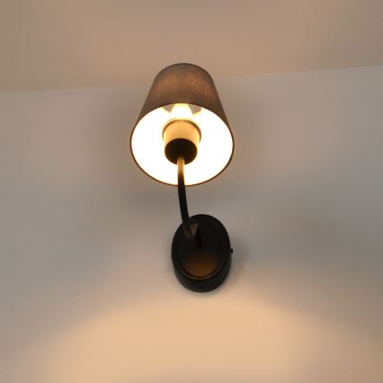Candeeiro de parede MALBO 1xE27/15W/230V cinzento/preto