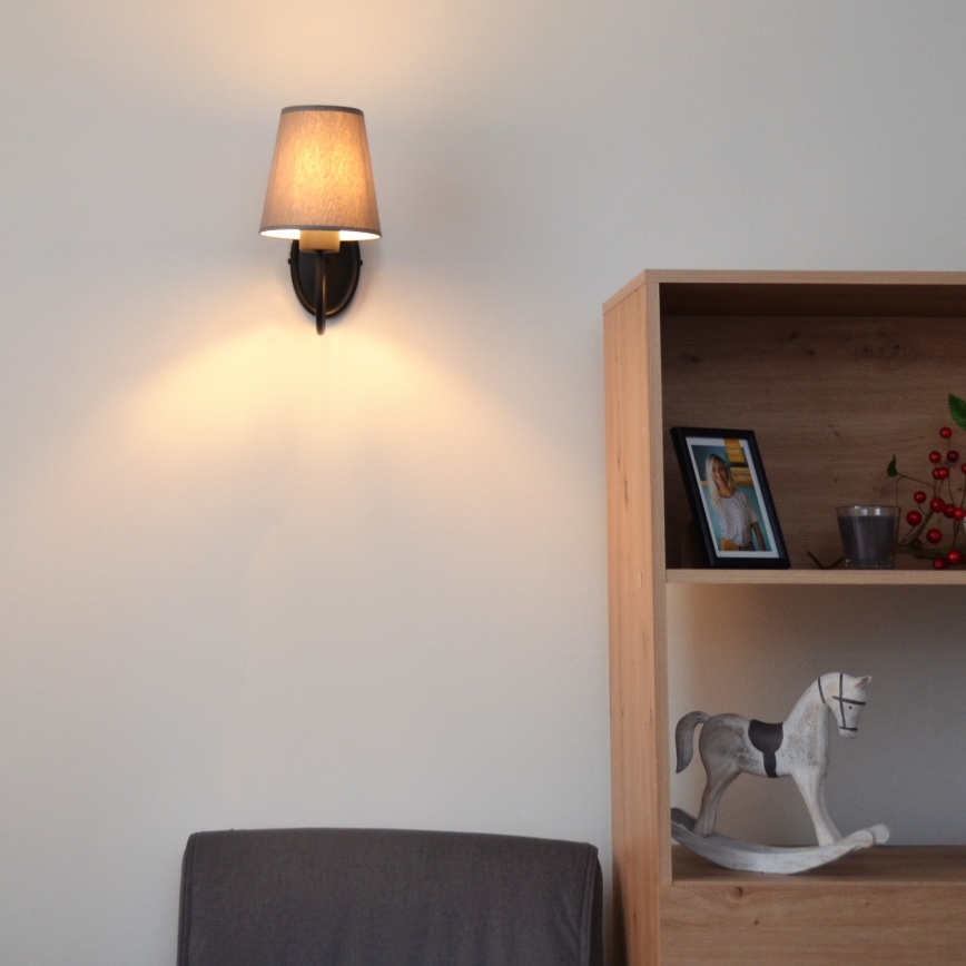 Candeeiro de parede MALBO 1xE27/15W/230V cinzento/preto