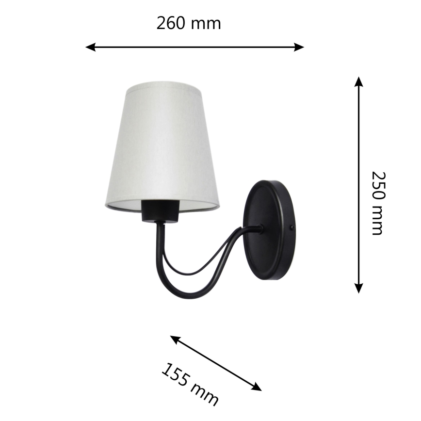 Candeeiro de parede MALBO 1xE27/15W/230V cinzento/preto