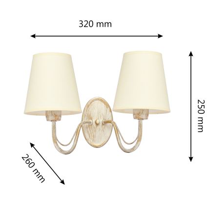 Candeeiro de parede MALBO 2xE27/15W/230V bege