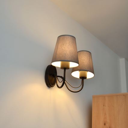 Candeeiro de parede MALBO 2xE27/15W/230V cinzento/preto