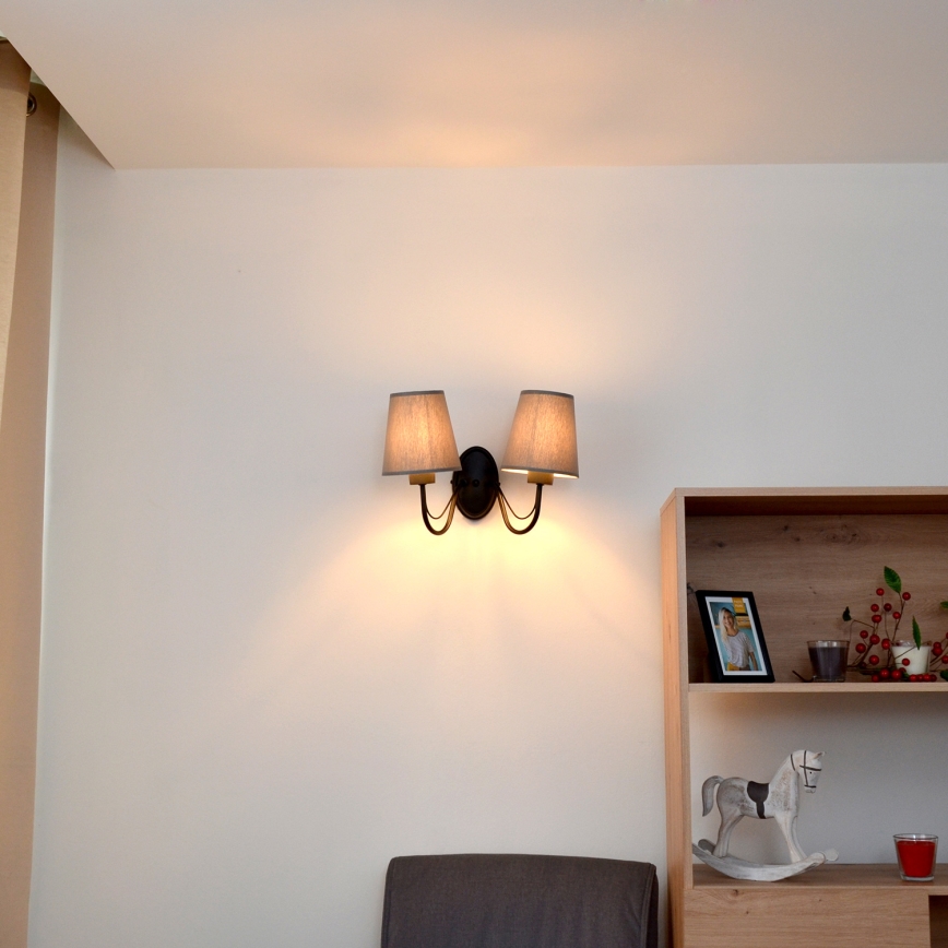 Candeeiro de parede MALBO 2xE27/15W/230V cinzento/preto