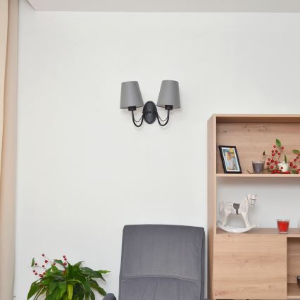 Candeeiro de parede MALBO 2xE27/15W/230V cinzento/preto