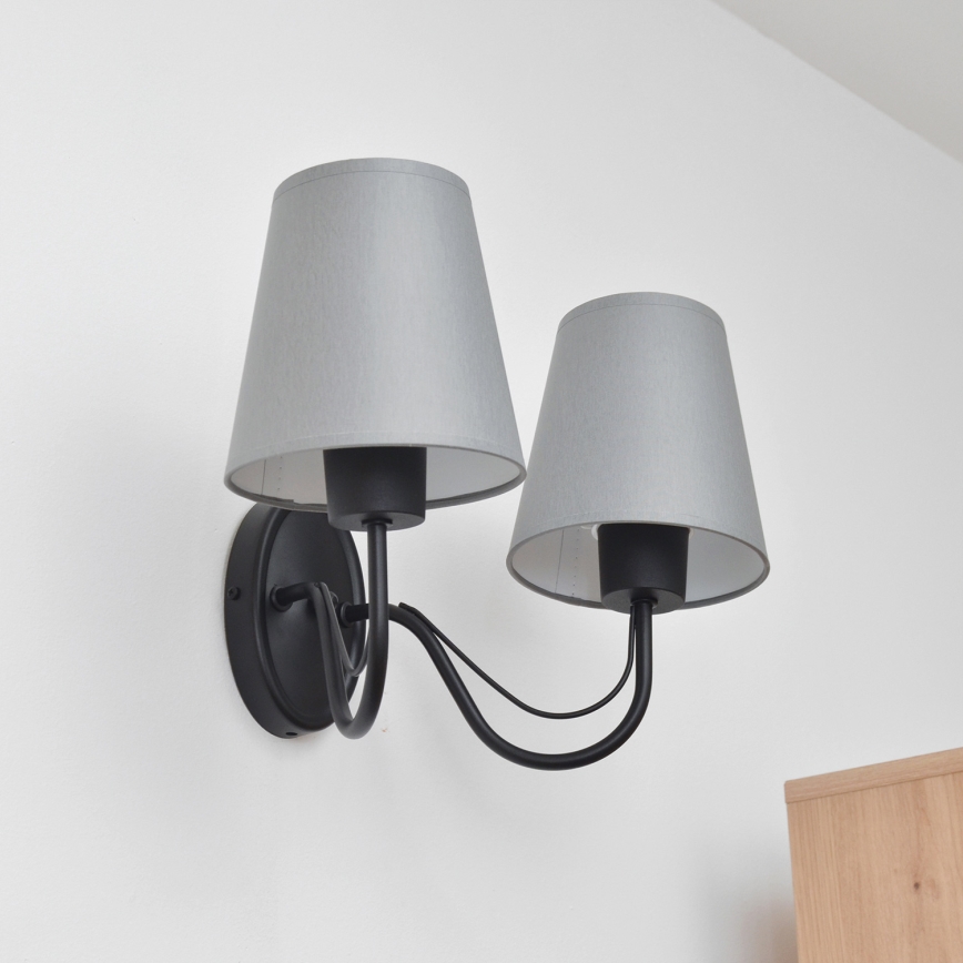 Candeeiro de parede MALBO 2xE27/15W/230V cinzento/preto