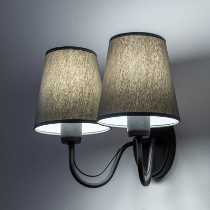 Candeeiro de parede MALBO 2xE27/15W/230V cinzento/preto