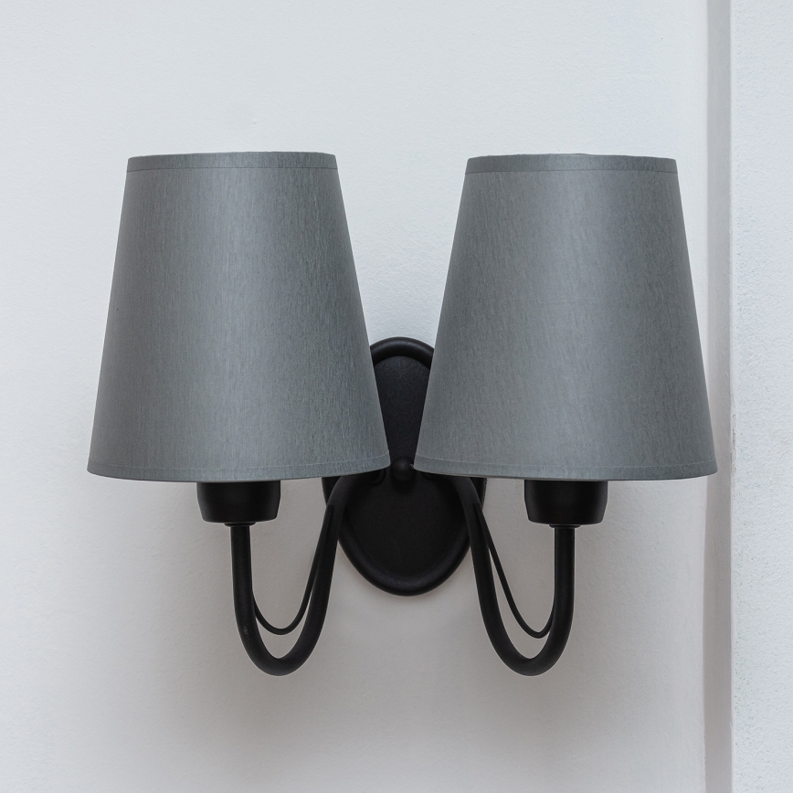 Candeeiro de parede MALBO 2xE27/15W/230V cinzento/preto