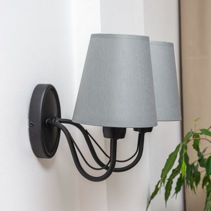 Candeeiro de parede MALBO 2xE27/15W/230V cinzento/preto