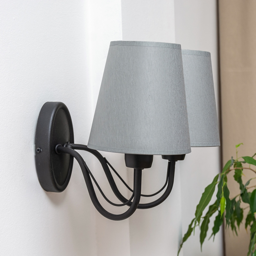 Candeeiro de parede MALBO 2xE27/15W/230V cinzento/preto