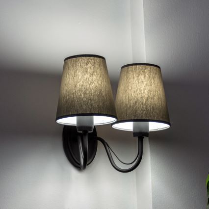 Candeeiro de parede MALBO 2xE27/15W/230V cinzento/preto