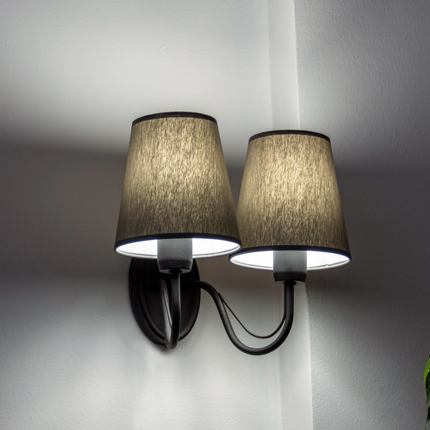 Candeeiro de parede MALBO 2xE27/15W/230V cinzento/preto