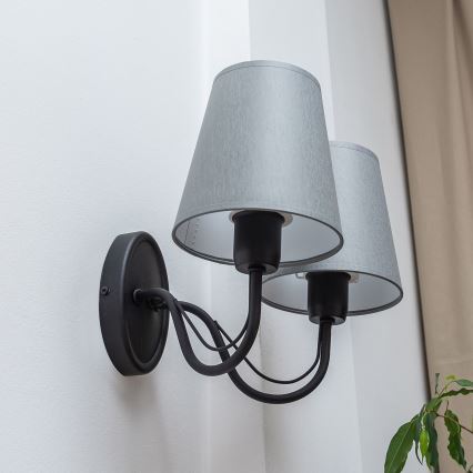 Candeeiro de parede MALBO 2xE27/15W/230V cinzento/preto