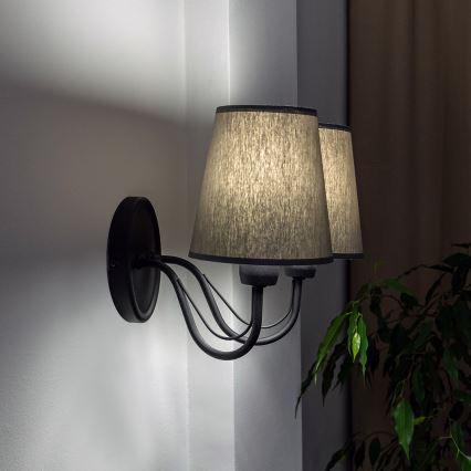 Candeeiro de parede MALBO 2xE27/15W/230V cinzento/preto