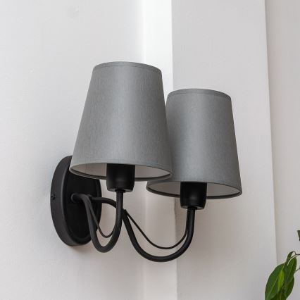 Candeeiro de parede MALBO 2xE27/15W/230V cinzento/preto