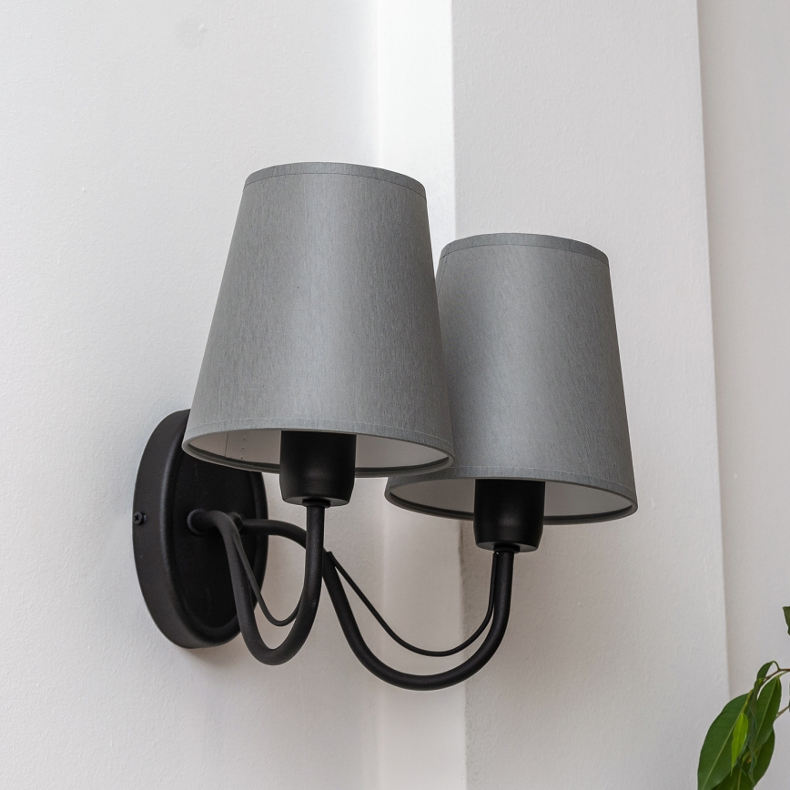 Candeeiro de parede MALBO 2xE27/15W/230V cinzento/preto