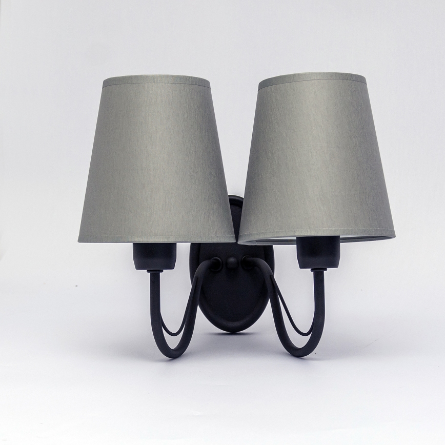 Candeeiro de parede MALBO 2xE27/15W/230V cinzento/preto