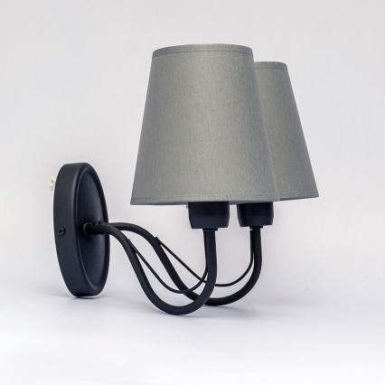 Candeeiro de parede MALBO 2xE27/15W/230V cinzento/preto
