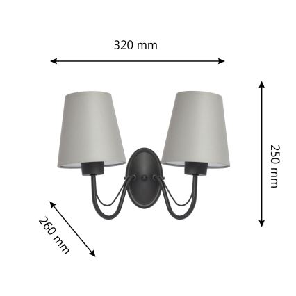 Candeeiro de parede MALBO 2xE27/15W/230V cinzento/preto