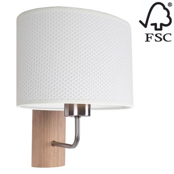 Candeeiro de parede MERCEDES 1xE27/25W/230V branco/carvalho – FSC certificado