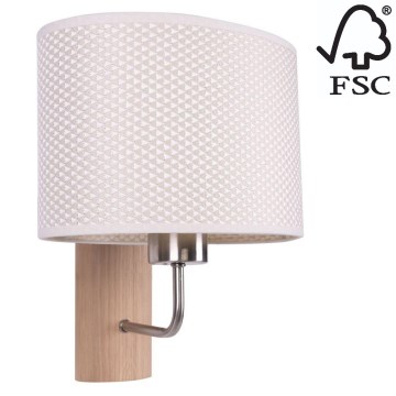Candeeiro de parede MERCEDES 1xE27/25W/230V creme/carvalho – FSC certificado
