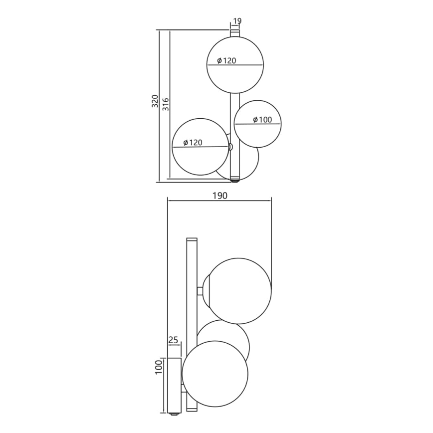 Candeeiro de parede MILA 3xG9/9W/230V preto/cinzento
