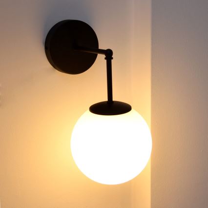 Candeeiro de parede MOON 1xE27/15W/230V preto