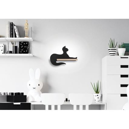 Candeeiro de parede para criança LED com prateleira BLACK CAT LED/5W/230V - certificado FSC