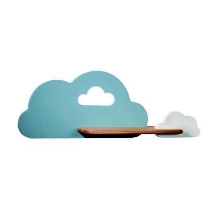Candeeiro de parede para criança LED com prateleira CLOUD LED/5W/230V azul/branco
