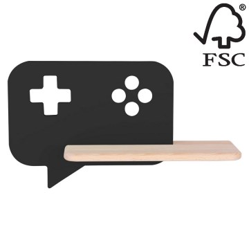 Candeeiro de parede para criança LED com prateleira CONSOLE LED/5W/230V Preto - certificado FSC
