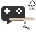 Candeeiro de parede para criança LED com prateleira CONSOLE LED/5W/230V Preto  - certificado FSC