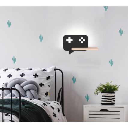 Candeeiro de parede para criança LED com prateleira CONSOLE LED/5W/230V preto