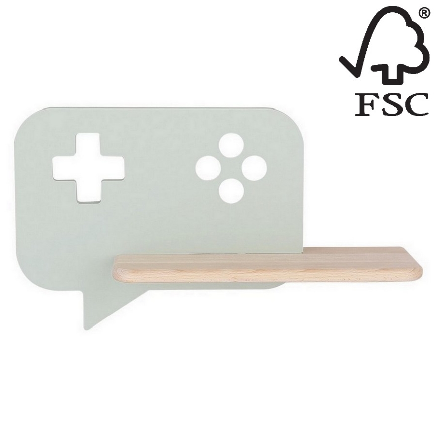 Candeeiro de parede para criança LED com prateleira CONSOLE LED/5W/230V Verde - certificado FSC
