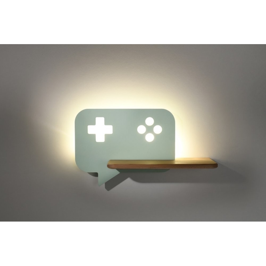 Candeeiro de parede para criança LED com prateleira CONSOLE LED/5W/230V Verde - certificado FSC