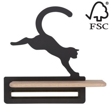 Candeeiro de parede para criança LED com prateleira JUMPING CAT LED/5W/230V - certificado FSC