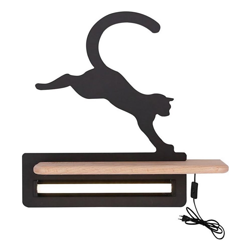 Candeeiro de parede para criança LED com prateleira JUMPING CAT LED/5W/230V