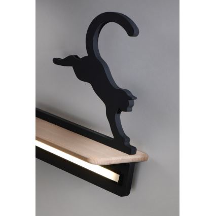Candeeiro de parede para criança LED com prateleira JUMPING CAT LED/5W/230V - certificado FSC