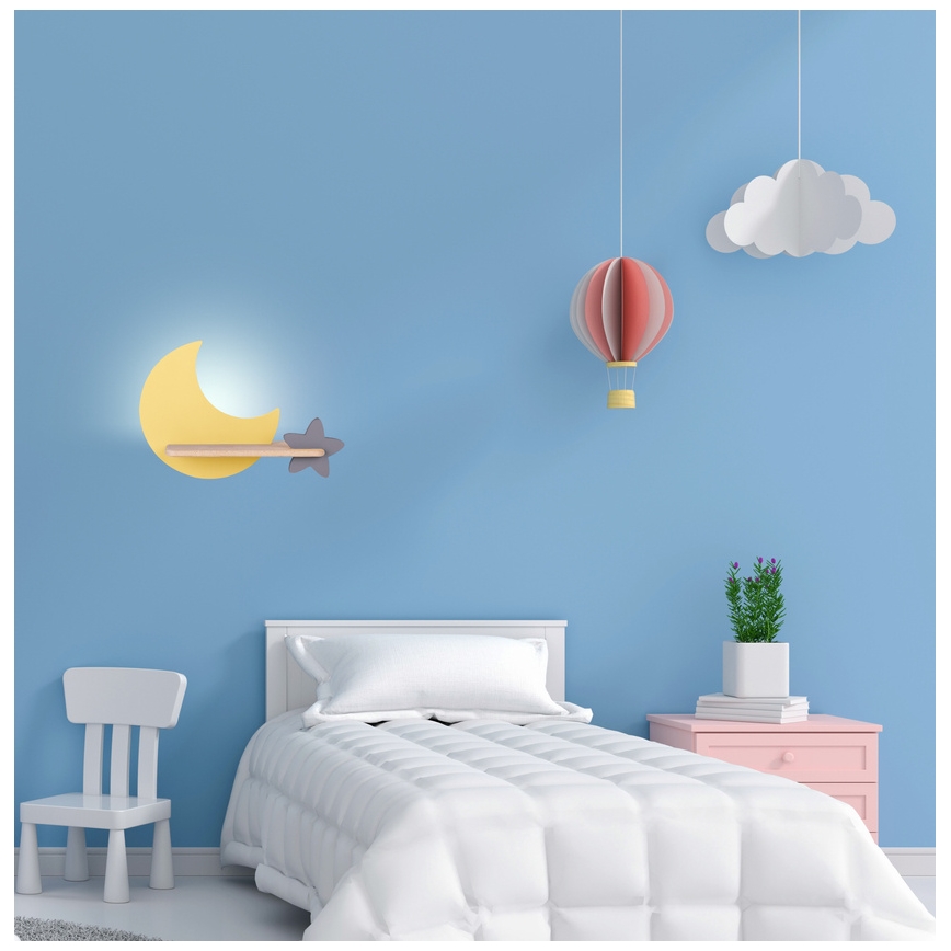 Candeeiro de parede para criança LED com prateleira MOON LED/5W/230V