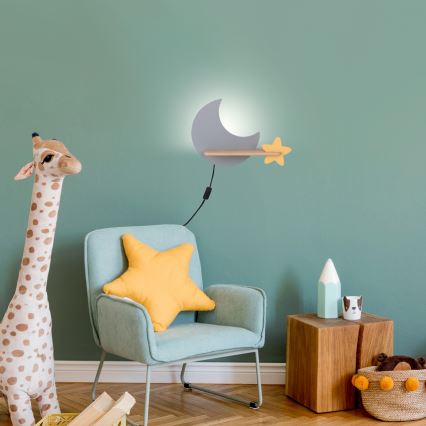 Candeeiro de parede para criança LED com prateleira MOON LED/5W/230V