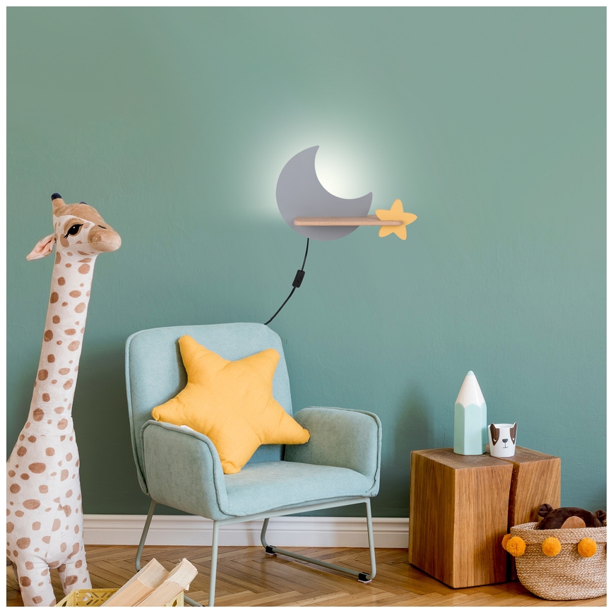 Candeeiro de parede para criança LED com prateleira MOON LED/5W/230V