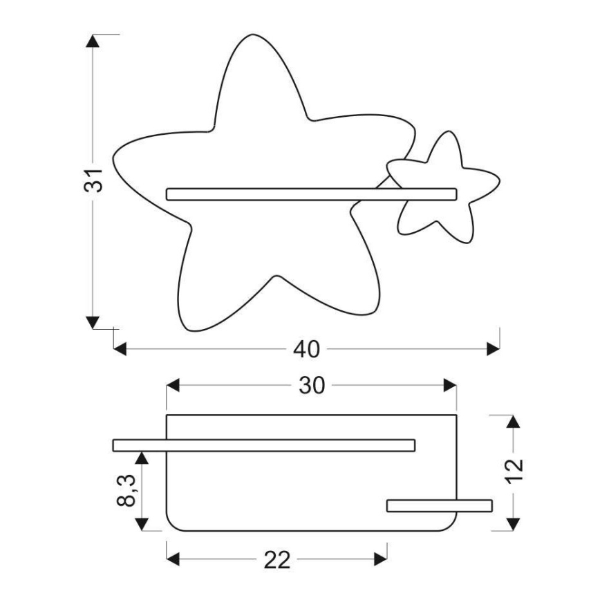 Candeeiro de parede para criança LED com prateleira STAR LED/5W/230V - certificado FSC