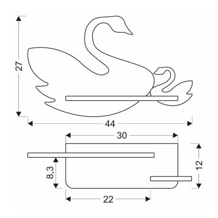 Candeeiro de parede para criança LED com prateleira SWAN LED/5W/230V - certificado FSC